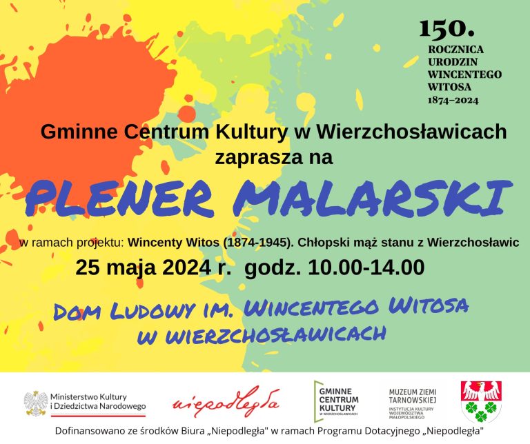 Plakat informacyjny o wydarzeniu w GCK - Plener Malarski o Wincentym Witosie.