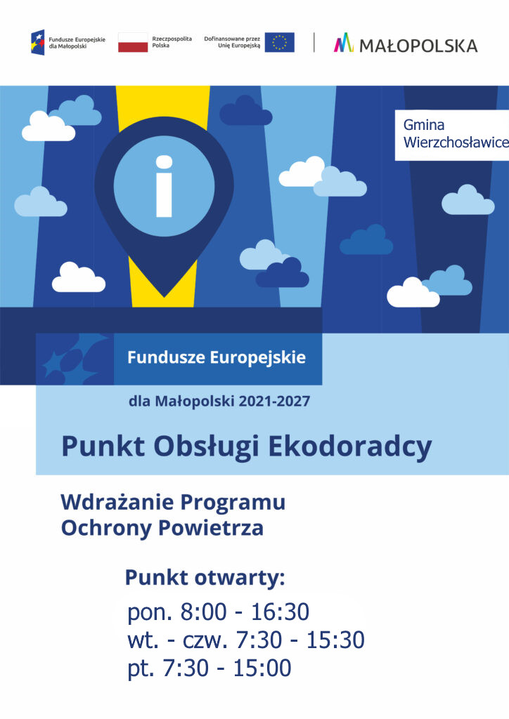 Ulotka informująca o Punkcie Konsultacyjnym Ekodoradcy w Gminie Wierzchosławice